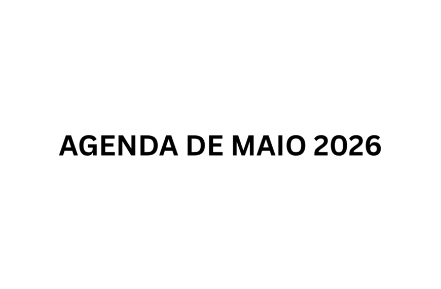 Banner de capa para postagem com os dizeres "agenda de Maio 2026"